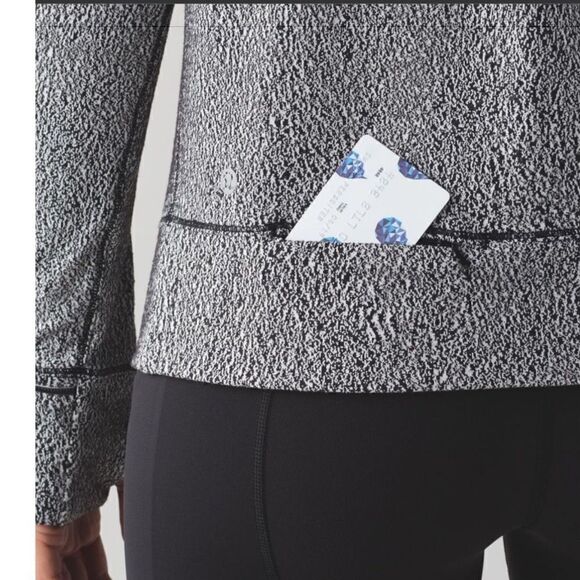 Lululemon Rush Hour Long Sleeve Running Luon Spray Jacquard White Black - Picture 4 of 8